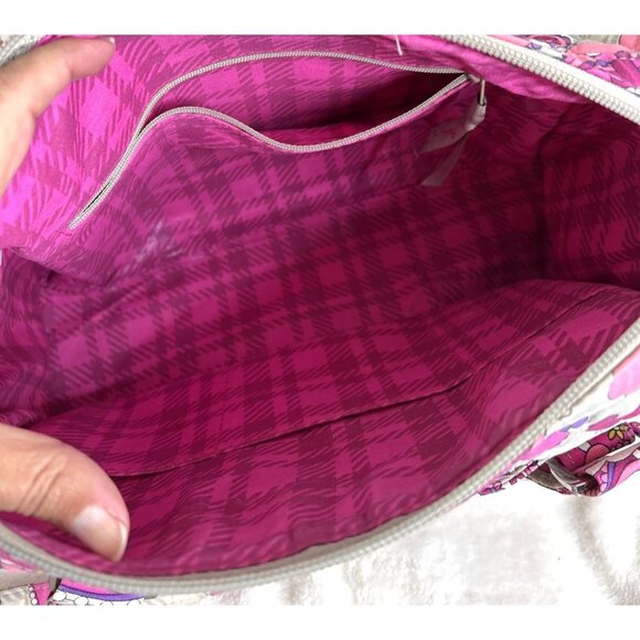 Vera Bradley Pink & Purple Paisley Quilted Tote Bag With Top Zipper Closure - Picture 7 of 12